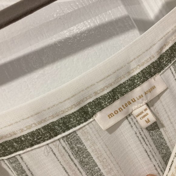 Monteau Los Angeles Summer dress. White and green color. Size M - Picture 4 of 5